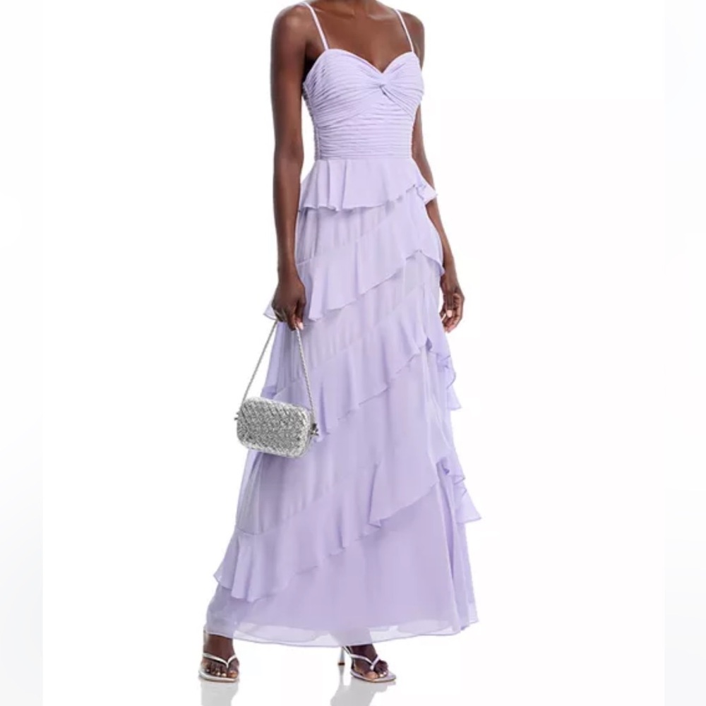 Aqua Chiffon Tiered Ruffle Dress - Like New Size 12